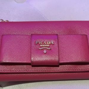 Authentic pink bow Prada wallet